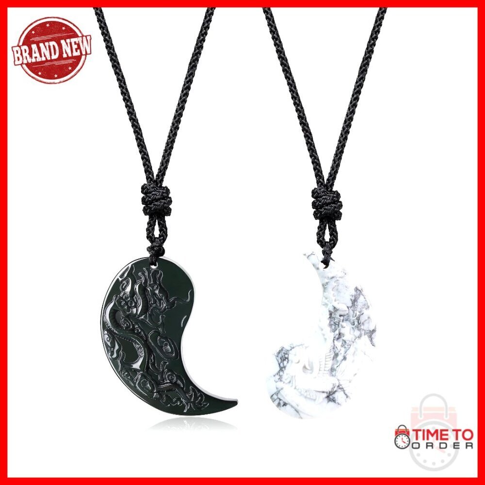 Matching Yin Yang Dragon Phoenix Pendant Necklaces Couples Set